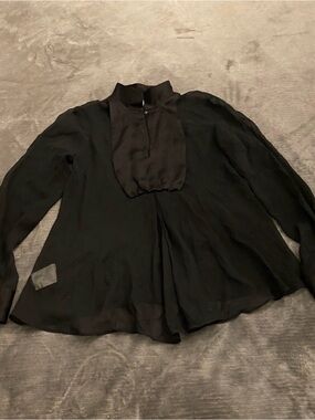 Giorgio Armani Black Sheer Long-Sleeve Blouse Size S (Eu 36)